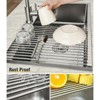 LunaLulinlk Stainless Steel Roll-Up Dish Drying Rack Marble Color Silicone Edges, Foldable Kitchen Rack Heat Resistant Trivet (17.7"x12.5")，White - 4 of 4