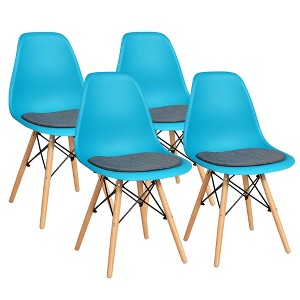 Costway 4PCS Dining Chair Mid Century Modern DSW Chair Furniture W/ Linen Cushion White - 1 of 4