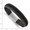 Black Bow Jewelry 13mm Stainless Steel Black or Tan Leather Tire Tread Bracelet, 8.75 In - 4 of 4