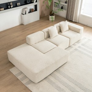 116.5" Boucle Upholstered Free-Combination Modular Sectional Sofa with Two Pillows - 1 of 4