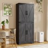 SinCiDo Farmhouse Kitchen Pantry with Barn Doors and Adjustable Shelves, Storage Cabinet, Rustic Wood Cupboard for Kitchen - 3 of 4