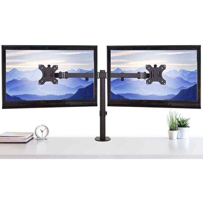 Dual Monitor Mount – Clamp-On Monitor Arm with 2 Adjustable VESA Mounts – Black – Stand Steady, 1 of 9
