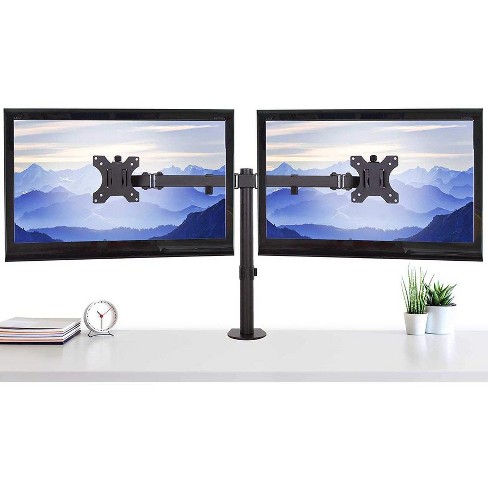 Dual Monitor Mount – Clamp-On Monitor Arm with 2 Adjustable VESA Mounts –  Black – Stand Steady