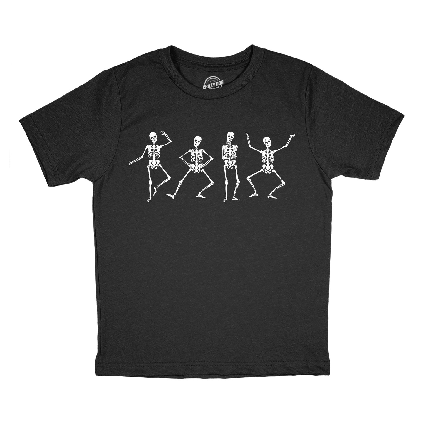Детская футболка Crazy Dog T-Shirts, Inc. Youth Funny T Shirts Dancing Skeletons Sarcastic Graphic Novelty Tee - Crazy Dog Youth T Shirt For Halloween Season Black, цвет: Чёрный — фото 1