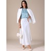 INSPIRE CHIC Women's Satin Sleeveless Elegant Pleated Mock Neck Ruffle Trim Work Blouses - 3 of 4