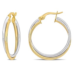 EVERLY JEWELRY | 10k 2-Tone Gold Crossover Hoop Earrings - 1 of 4