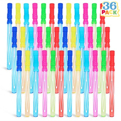 Joyfy 6/12/24/36 Pcs 14.6’’ Bubble Wands Bulk Set with Refill Solution for Kids Toddlers Summer Outdoor Play, Party Favor, Birthday Gift