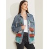 Allegra K Women's Denim Lapel Long Sleeve Vintage Shacket Jacket - 2 of 4