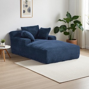Oversized Corduroy Chaise Lounge Chair with Ergonomic Design - 1 of 3