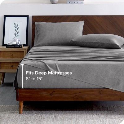 Heather Light Grey Cotton Flannel Twin XL Sheet Set