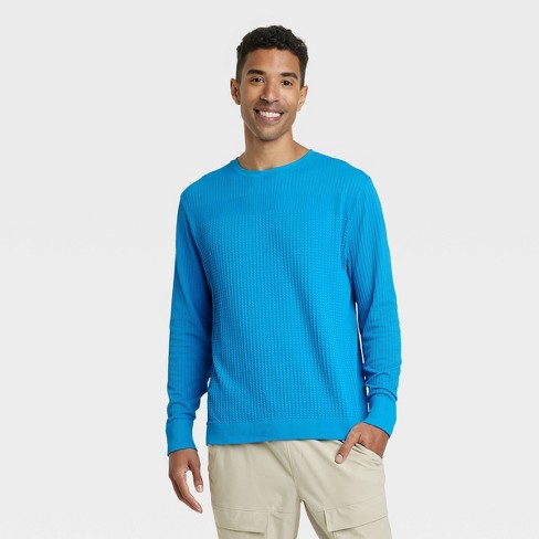 Men's Waffle-knit Henley Athletic Top - All In Motion™ Blue S : Target