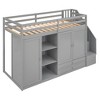 YOOCOZZ Twin Size Loft Bed with Wardrobes, Drawers, Shelves, Storage Staircase - Gray - 4 of 4