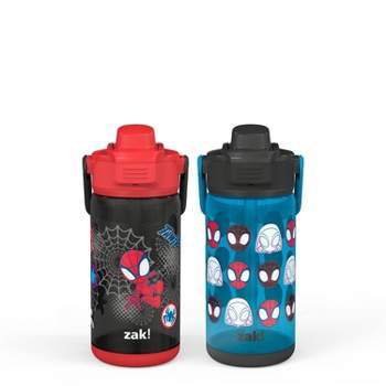 Zak Designs Marvel SpiderMan Kids Spout Cover and Built-in Carrying Loop  Made of Plastic Leak-Proof Water Bottle Design (16 oz BPA-Free) Red