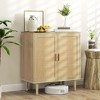 HOMCOM Bohemian Sideboard, Buffet Cabinet with Rattan Doors, Coffee Bar Cabinet with Shelves for Living Room, Hallway - 3 of 4