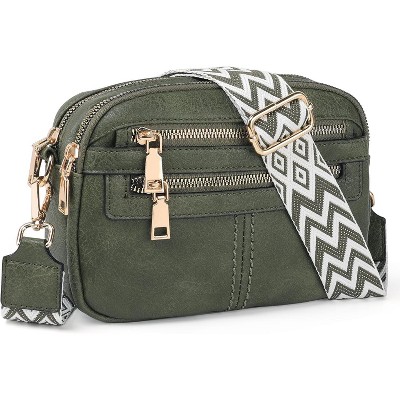 Crossbody Bags for Women, 6-Pockets Purses for Women, Vegan Leather Handbags Shoulder Bag for Travel Shopping