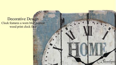 15.7" Blue and White Farmhouse Wooden Wall Clock