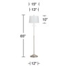 360 Lighting Abba Modern 65" Tall Standing Floor Lamp Skinny Pole Twin Pull Chain Silver Metal Brushed Steel Finish Bedroom Drum White Fibril Shade - 4 of 4