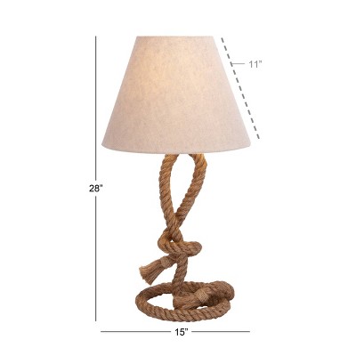 26" Rustic Jute Rope Table Lamp with White Shade