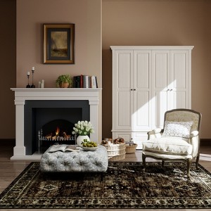 LOVEVOOK Vintage Dark Green Living Room Rug, Washable Floral Area Rugs for Bedroom Dining Room Kitchen, Stain Resistant Non-Slip Large Carpet - 1 of 4