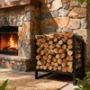 17.5" Small Firewood Rack Outdoor Indoor, Heavy Duty Metal Firewood Holder, Wood Pile Storage Organizer for Fireplace, Patio, Deck, BBQ, Fire Pit - 3 of 4