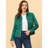 INSPIRE CHIC Women's Turn-Down Collar Flap Pockets Snap Button Faux Suede Jacket - 3 of 4