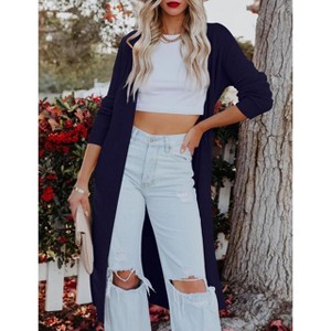 Essential Solid Open Front Maxi Long Knitted Cardigan Sweater for Women - 1 of 4