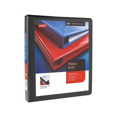 Staples Heavy Duty 1" 3-Ring View Binder Black (24664) 82701