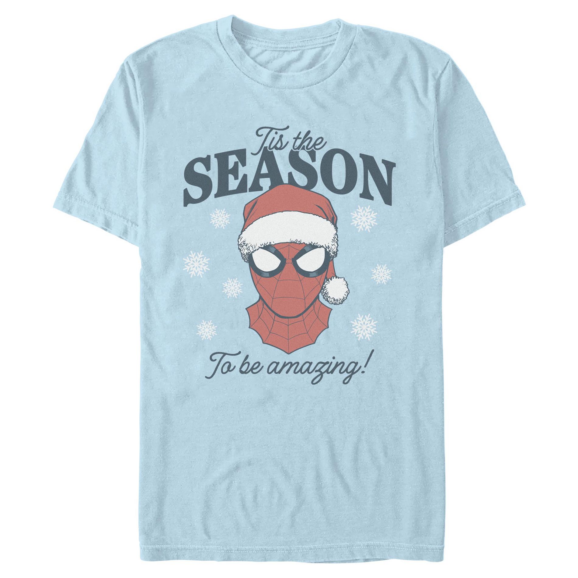 Mens Marvel Tis The Season To Be Amazing T Shirt - Light Blue - 3X Large