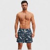 Anna-Kaci Men's Shark Camo Print Swim Trunks with Adjustable Drawstring and Side Pockets - 2 of 4