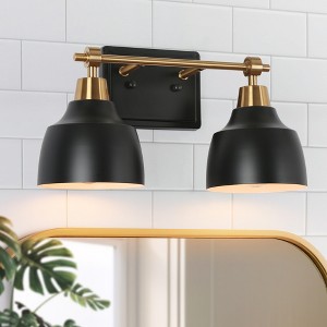 LNC Darren  Modern Vanity Lights,Matte Black and Polished Gold,Matte Black and Gold, Polished Gold and White,1 Light/2 Light/ 3 Light/4 Light - 1 of 4