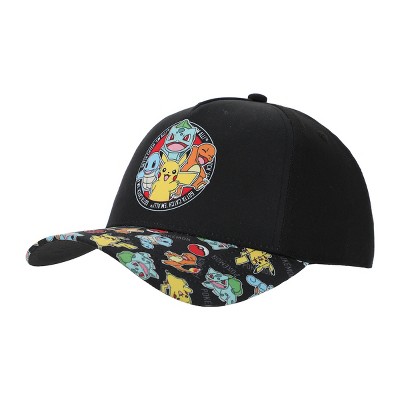 Pokémon Starters Youth Black 5 Panel Curved Brim Hat