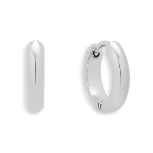 EVRY JEWELS WATERPROOF Gold or Silver Plated Stainless Steel Smooth Curve Hoop Earrings - 1 of 3