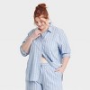 Women's Striped Cotton Blend Long Sleeve Pajama Shirt - Auden™ - 4 of 4