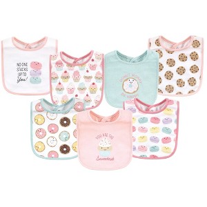 Hudson Baby Infant Girl Cotton Bibs, Sweetest Cupcake, One Size - 1 of 4