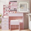Vanity Desk with Mirror, Makeup Vanity Desk with Sliding Lighted Mirror, Power Outlet, Dressing Table with 4 Drawers, Storage Shelves & Stool - 3 of 4