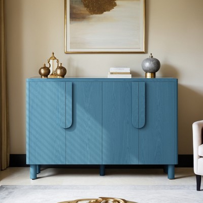 4-Door Buffet Cabinet with Storage, Wood Sideboard Cabinet with Unique Arc Handles and Adjustable Shelves for Dining Room - Leovsnove