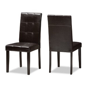 Set of 2 Avery Parson Style Faux Leather Dining Chairs - Baxton Studio: Rubberwood Frame, Tufted Back - 1 of 4