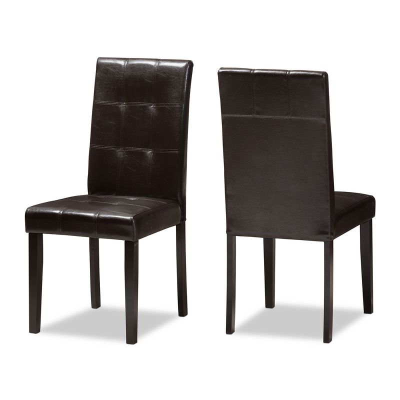 Set of 2 Avery Modern And Contemporary Faux Leather Upholstered Dining Chairs Dark Brown - Baxton Studio: Parson Style, Kitchen-Compatible, 1 of 9