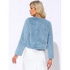 INSPIRE CHIC Women's Long Sleeve Open Front Cropped Winter Faux Fur Jacket - 3 of 4