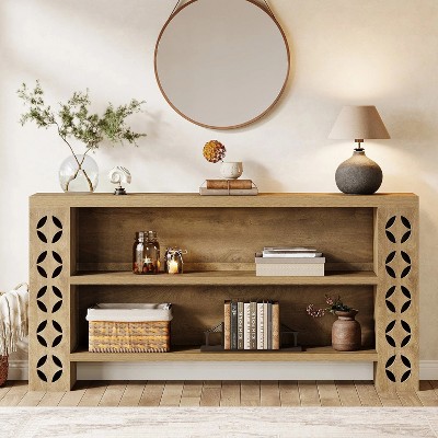 Hommoo 3-Tier Narrow Console Table Brown