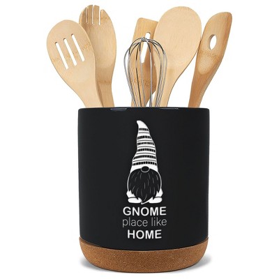 Elanze Designs Gnome Home Black X-Large Cork Bottom Kitchen Utensil Holder