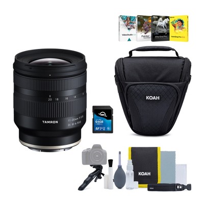 Tamron 11-20mm f/2.8 Di III-A RXD Lens for Sony APS-C Mirrorless Camera, Camera case, 64GB memory card, 4 art video & photo softwares (BUNDLE)