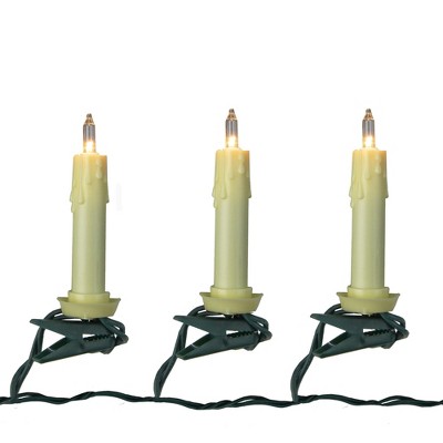 Kurt S. Adler Set of 10 Clip-on White Tapper Candle Light String Set - Green Wire