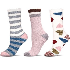 MeMoi Women's 3 Pair Pack Cozy Crew Socks Black-Black 9-11 - 1 of 3
