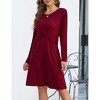 Coolmee Women's Long Sleeve Midi Dress Fall Crewneck Twist Front Casual A-Line Swing Dress - 4 of 4