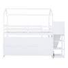 Sapphtopaz Wood Twin Size Loft Bed with Storage Shelves,Kids Bed Frame with Ladder & Guardrail,Loft Bed with Slide & Roof for Boys&Girls,Nursery - 2 of 4