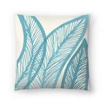 Abstract Banana Leaf Blue by Modern Tropical Throw Pillow - Americanflat