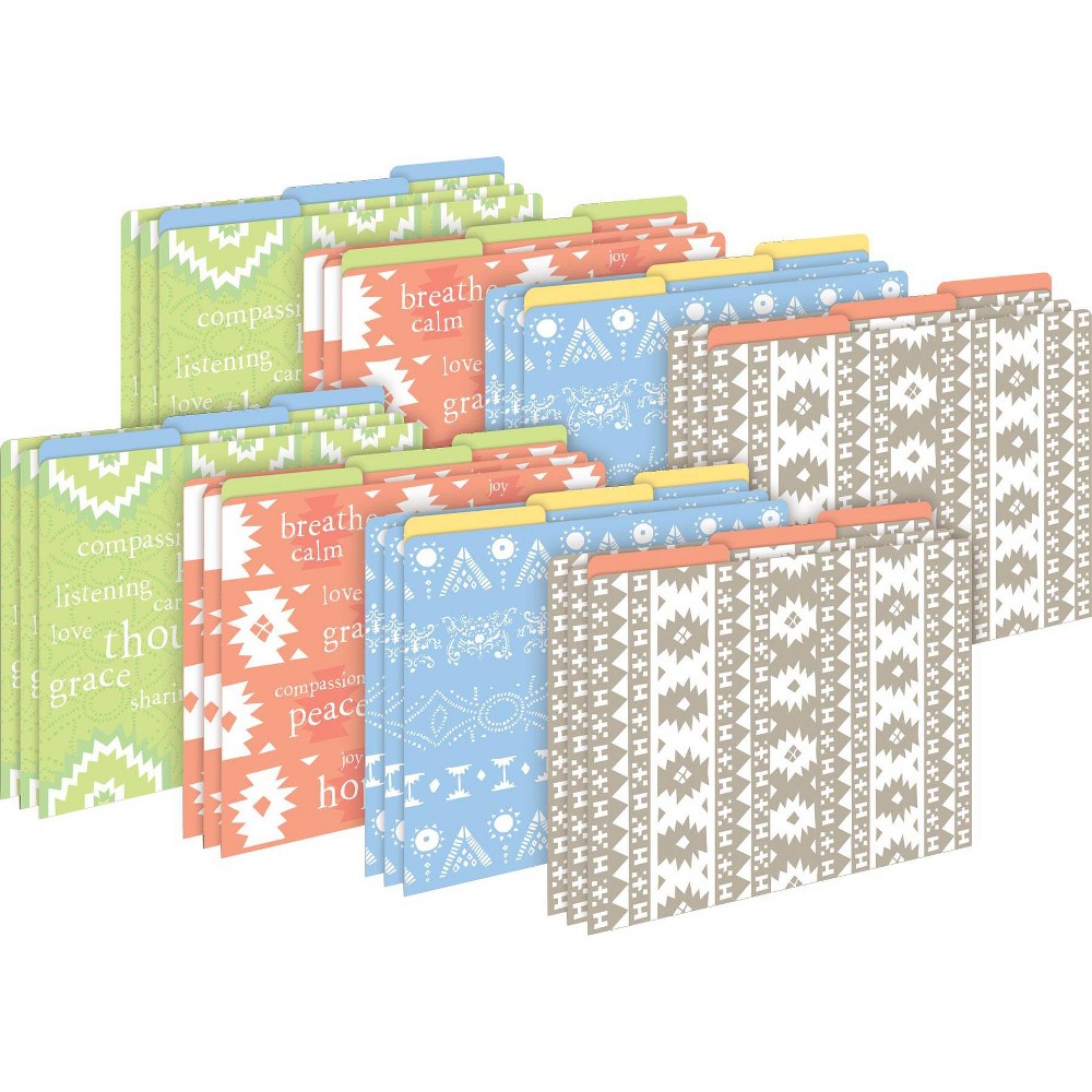 Barker Creek 24ct File Folders - Thoughtfulness: Multicolor Cardstock, Floral Design, Top Tab, 9.5" x 141"