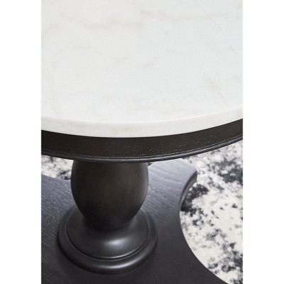 Henridge Black and White Wood Stone Accent Table