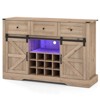 Tangkula Wine Bar Cabinet w/LED Lights & Doors Coffee Station w/ Adjustable Shelves Racks - 2 of 4